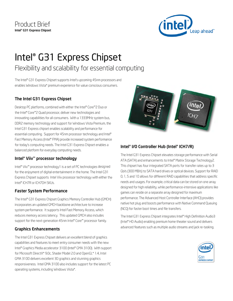intel g33 g31 express chipset family update
