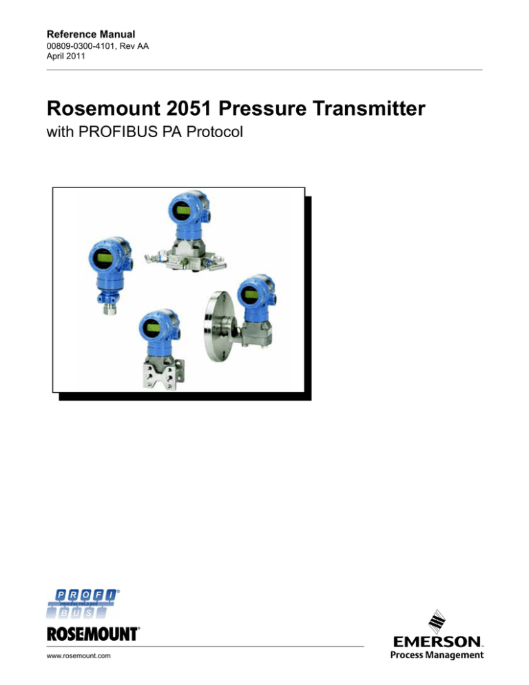 Rosemount 2051 Pressure Transmitter with PROFIBUS PA Protocol Reference