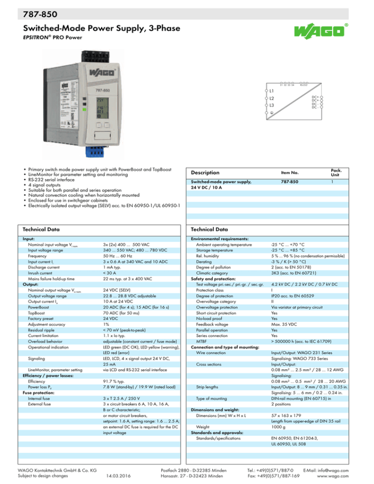 787 850 Switched Mode Power Supply 3 Phase Epsitron Manualzz