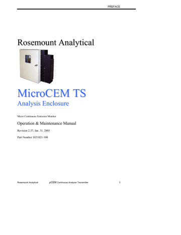 Rosemount MicroCEM TS Analysis Enclosure-Rev 2.37 Owner's Manual | Manualzz