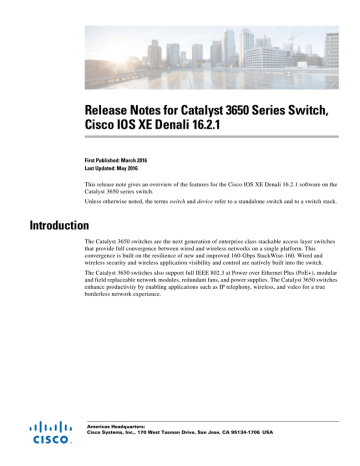 Release Notes For Catalyst 3650 Series Switch Manualzz