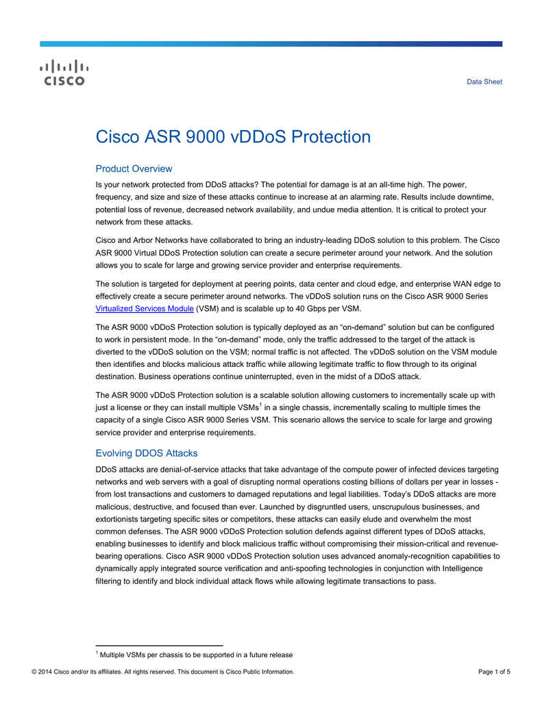 Cisco Asr 9000 Vddos Protection Product Overview Manualzz