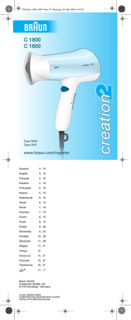 Braun CREATION 2, 3540 C1600, C1800, Creation 2, C 1600, C 1800 ...