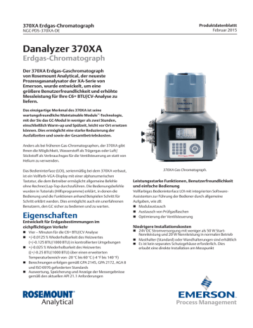 Produktdatenblatt: 370XA Erdgas-Chromatograph (dt.) | Manualzz