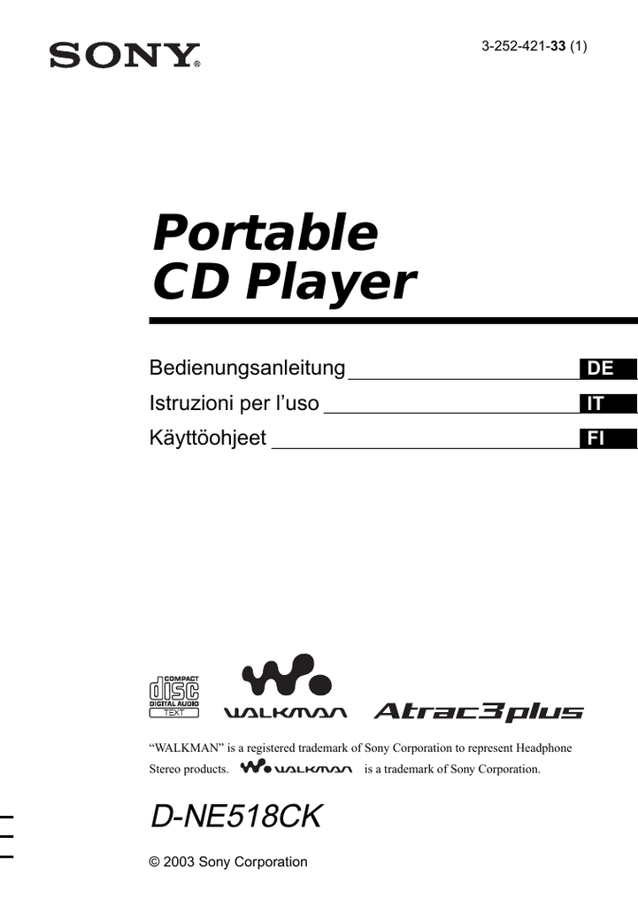 Portable CD Player Bedienungsanleitung Istruzioni per l’uso Manualzz