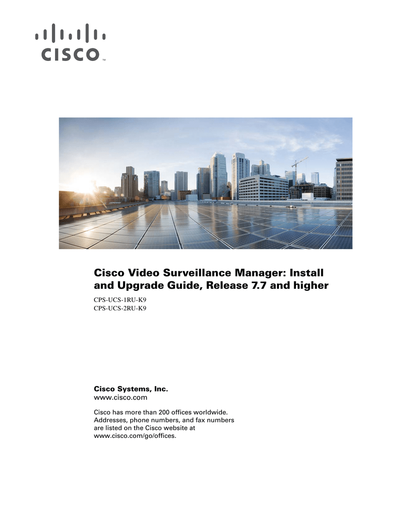 Cisco Video Surveillance Manager Install Cisco Systems, Inc. Manualzz