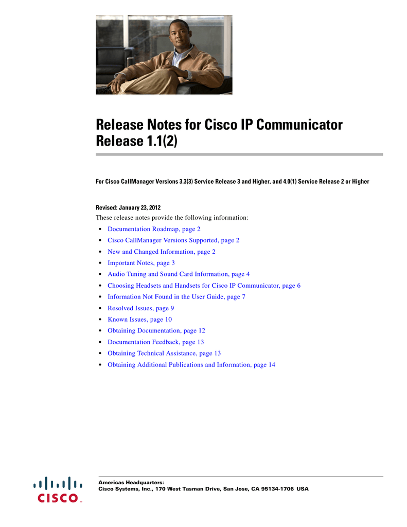 Release Notes For Cisco Ip Communicator Release 1 1 2 Manualzz Com