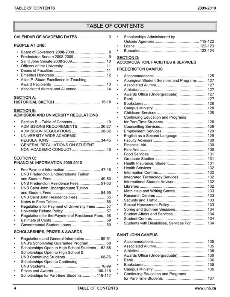 Table Of Contents 2009 2010 Calendar Of Academic Dates 3 Manualzz