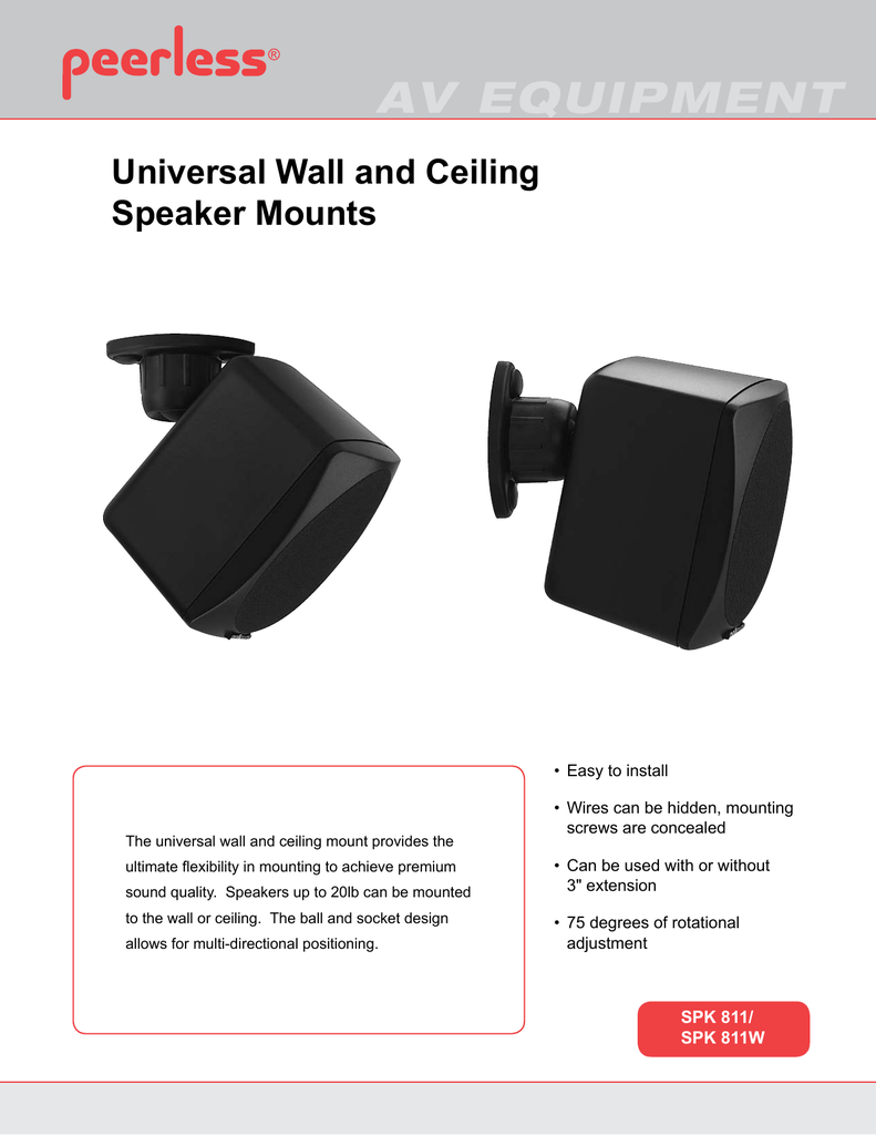 Av Equipment Universal Wall And Ceiling Speaker Mounts Manualzz