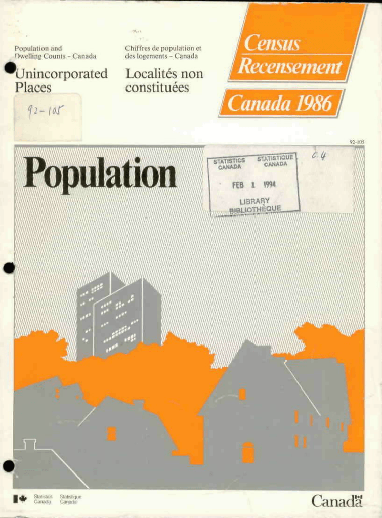 Censiis Recensement Canada 1986 Unincorporated Manualzzcom