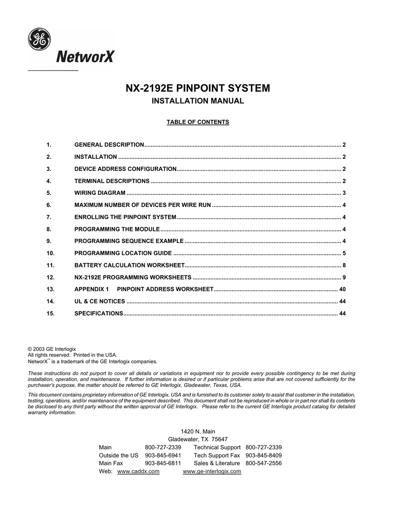 NX-2192E Pinpoint Addressable Installation Manual Rev B.pdf | Manualzz