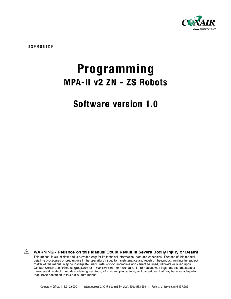 Programming Mpa Ii V2 Zn Zs Robots Software Version 1 0 Manualzz