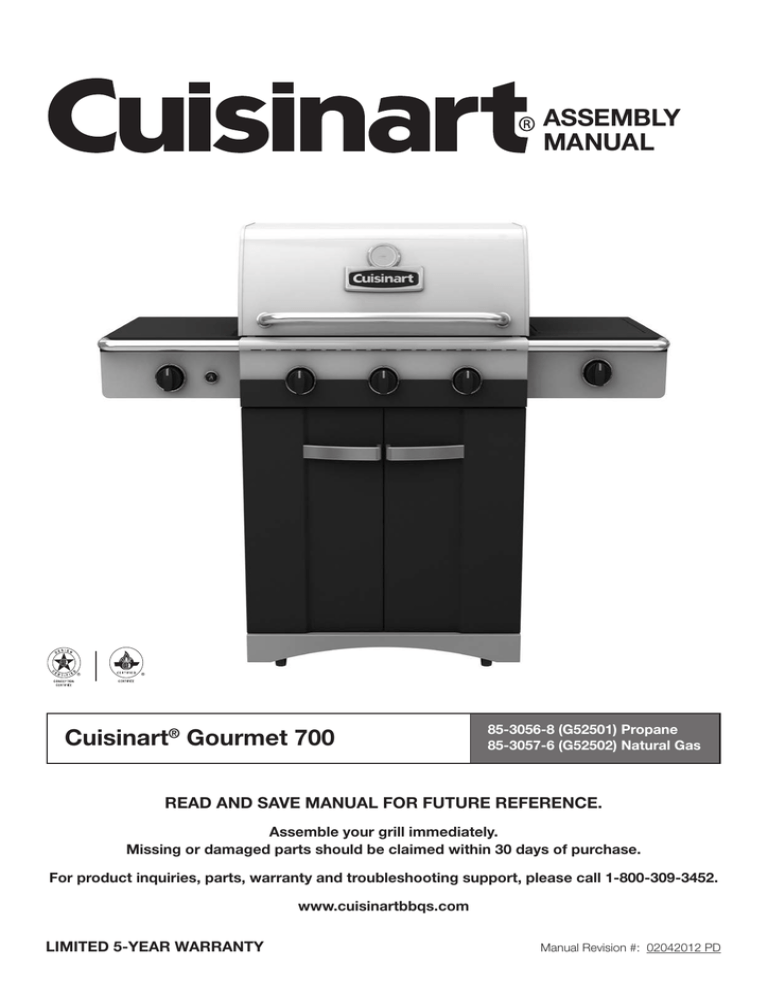 ASSEMBLY MANUAL Cuisinart Gourmet 700 Manualzz
