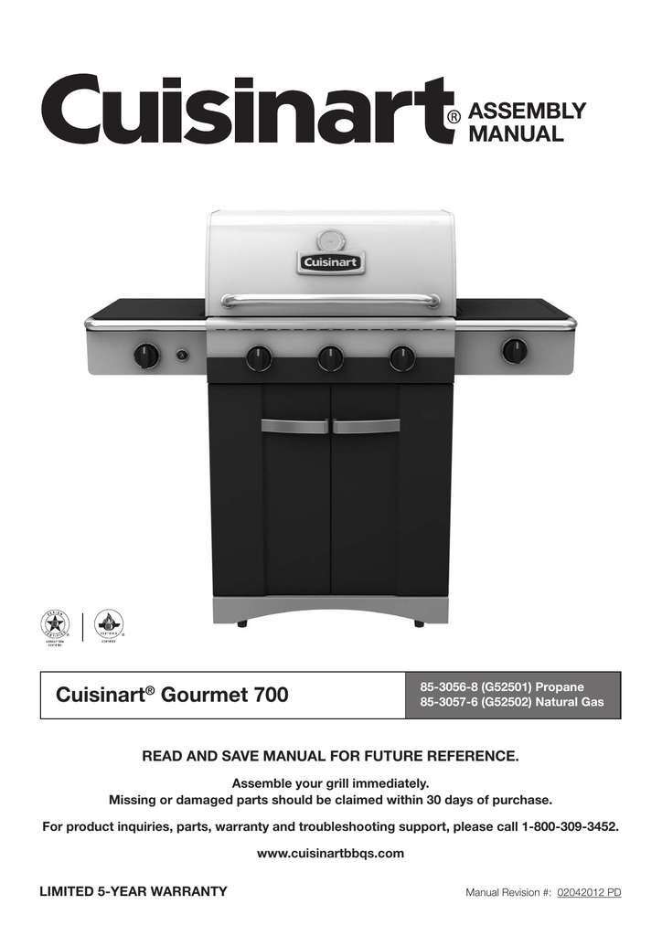 ASSEMBLY MANUAL Cuisinart Gourmet 700 Manualzz