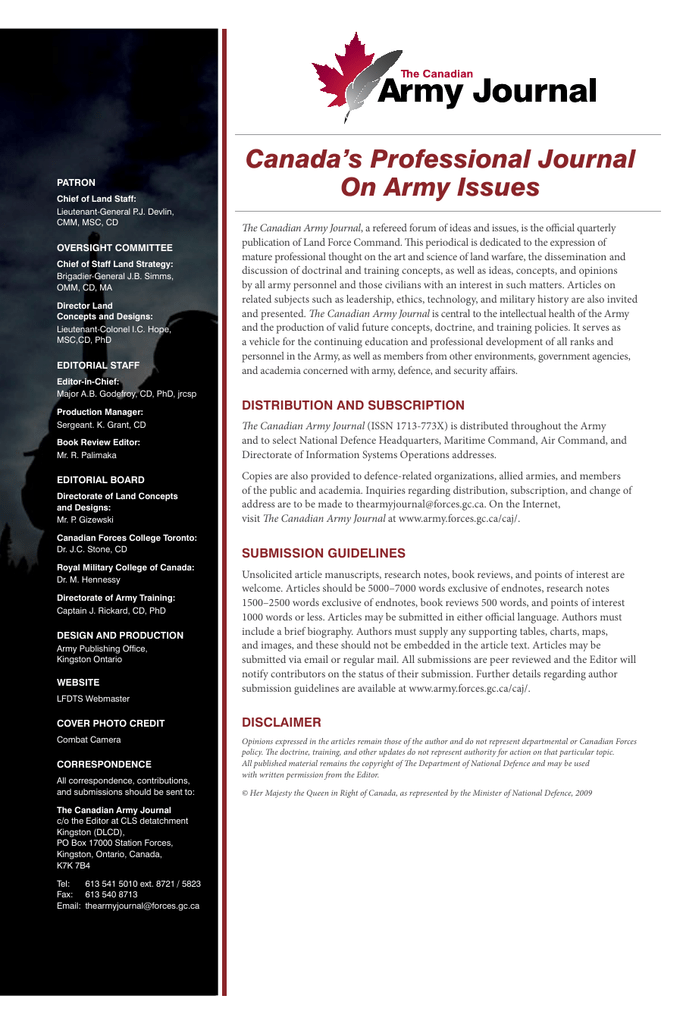 Canada's Professional Journal On Army Issues | manualzz.com Canada's Professional Journal On Army Issues | manualzz.com -