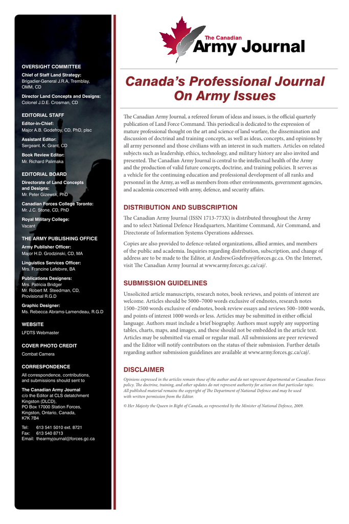 Canada's Professional Journal On Army Issues | manualzz.com - 
