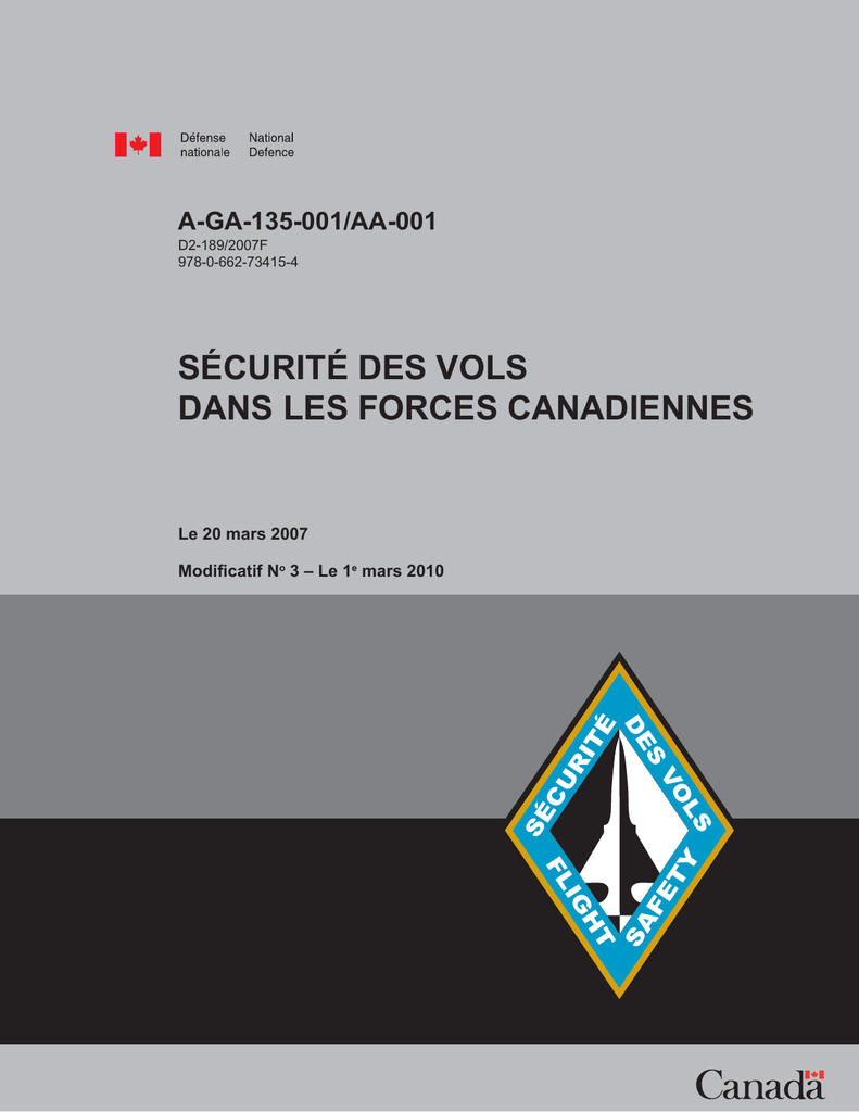 Sécurité Des Vols Dans Les Forces Canadiennes A Ga 135 001