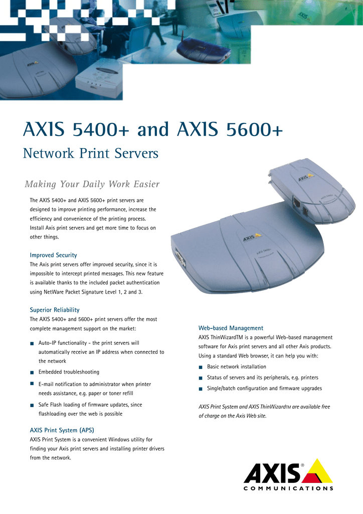 AXIS 5600+ Network Print Servers 