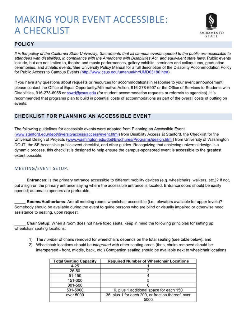 Making Your Event Accessible A Checklist Policy Manualzz Com