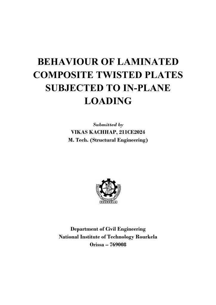 Behaviour Of Laminated Composite Twisted Plates Subjected To In Plane Loading Manualzz