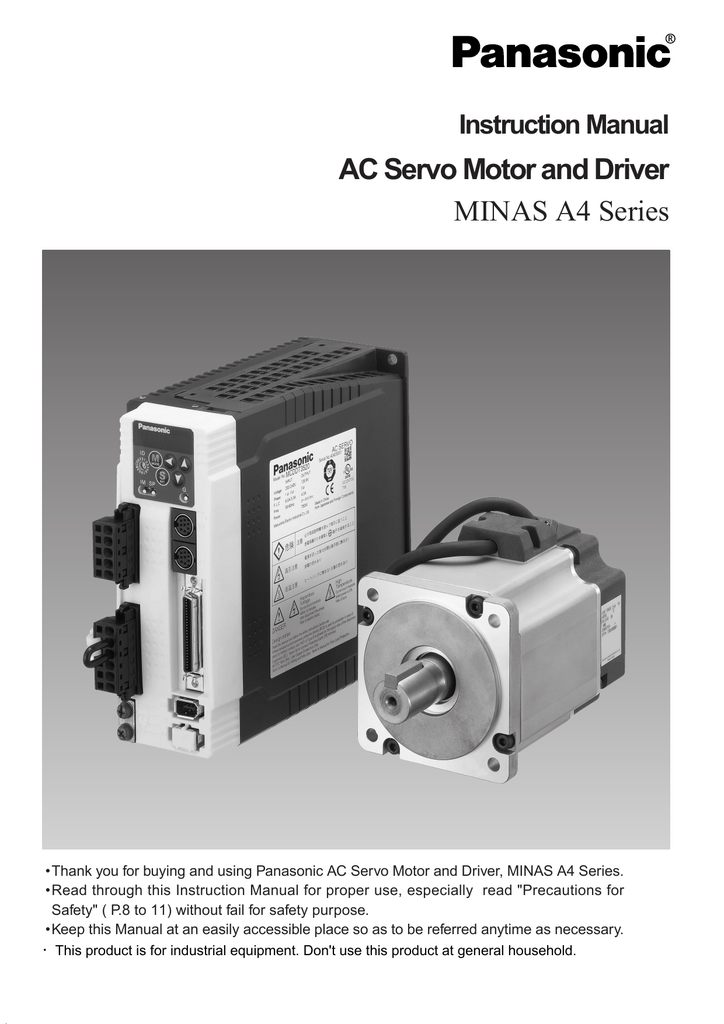 AC Servo Motor and Driver MINAS A4 Series Instruction Manual Manualzz