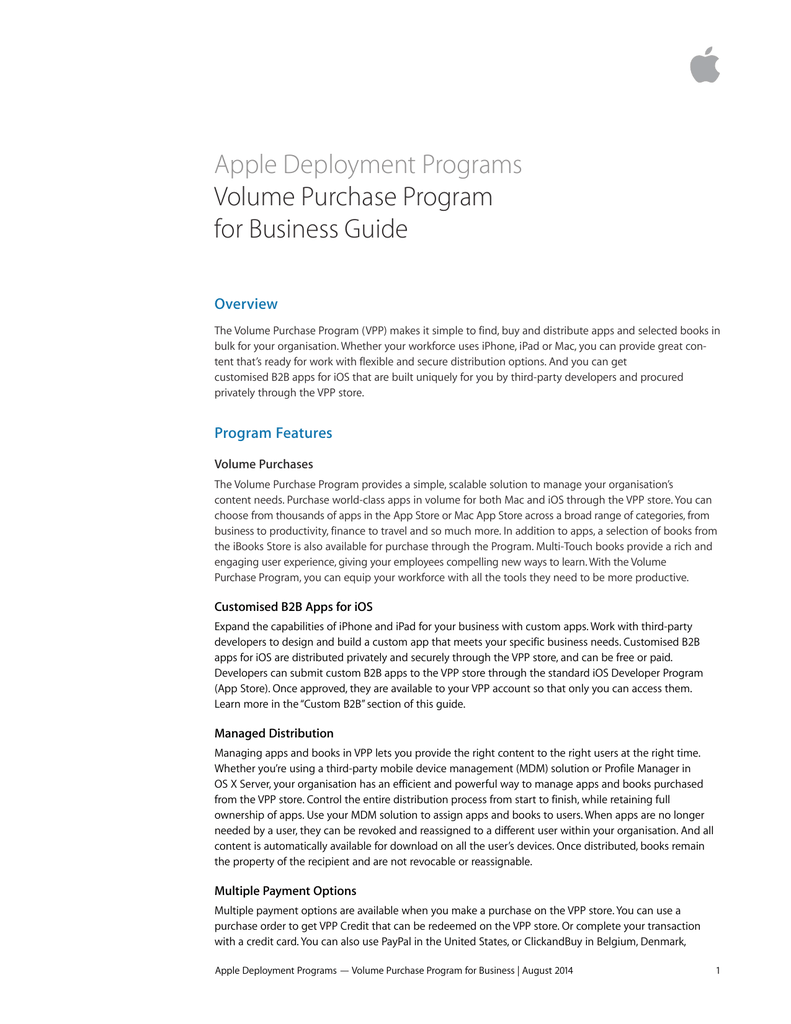 apple volume purchase program for business