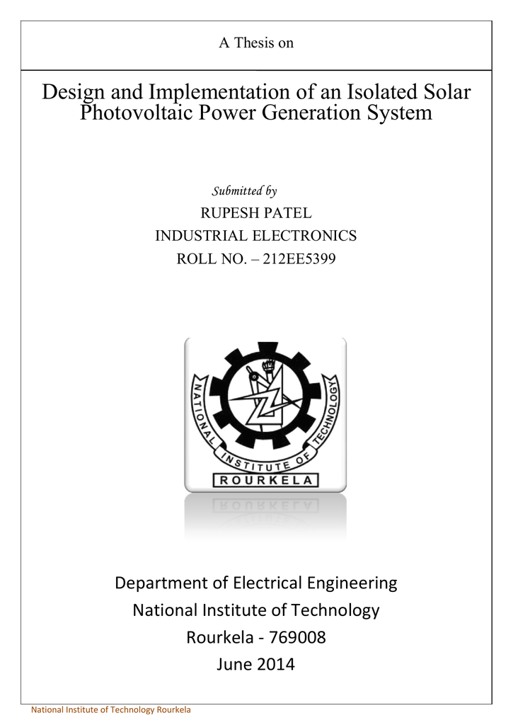 Design And Implementation Of An Isolated Solar Photovoltaic