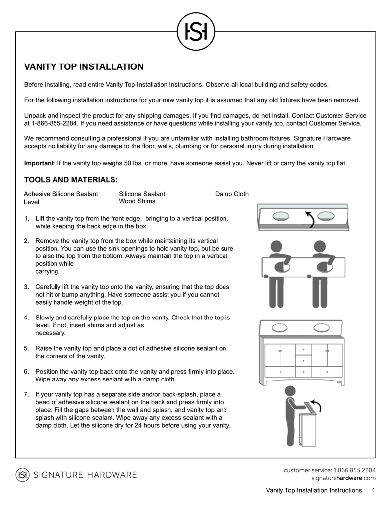 Vanity Top Installation Manualzz Com