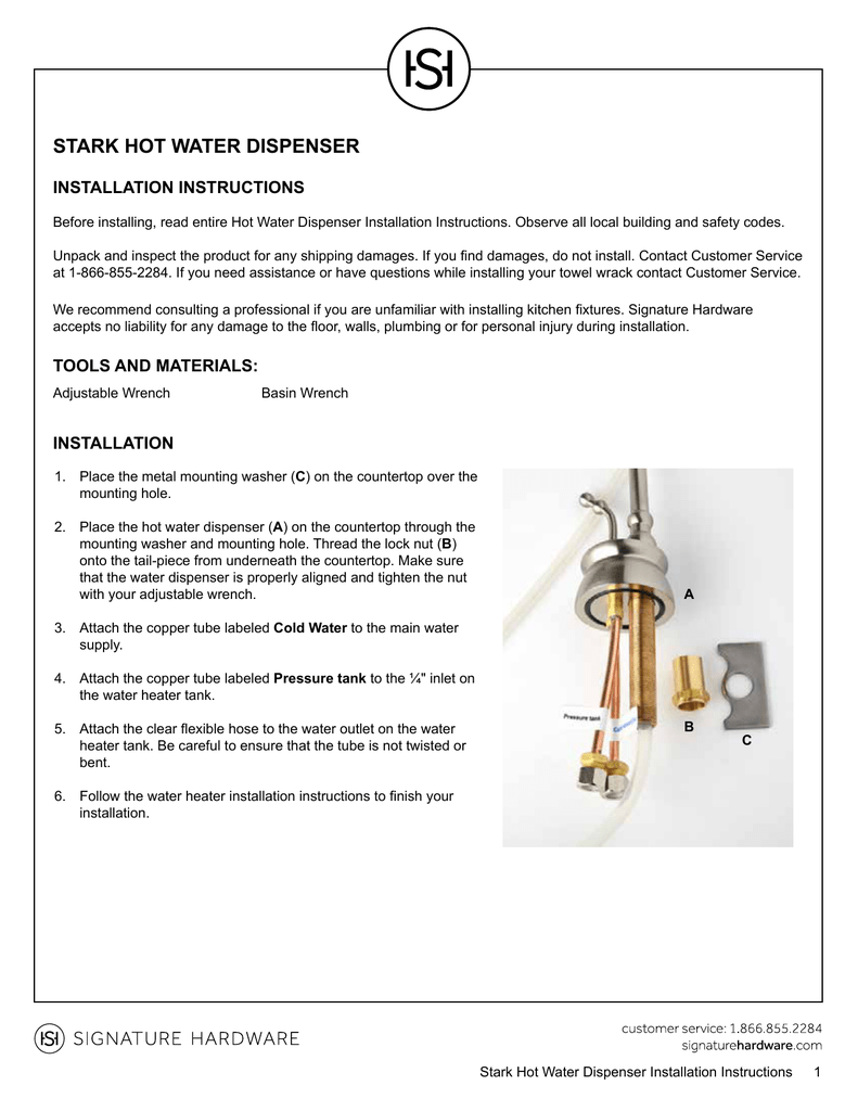 Stark Hot Water Dispenser Installation Instructions Manualzz Com