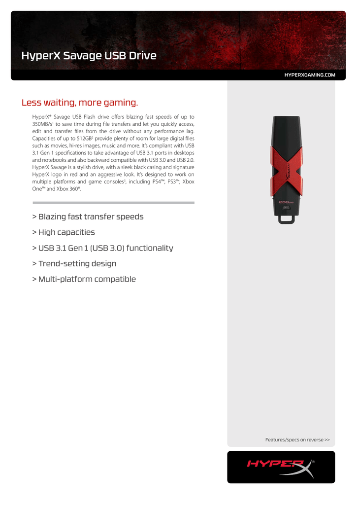 Tracking includ Kingston HXS3 64GB 128GB 256GB HyperX SAVAGE USB 3.1 GEN1 Drive