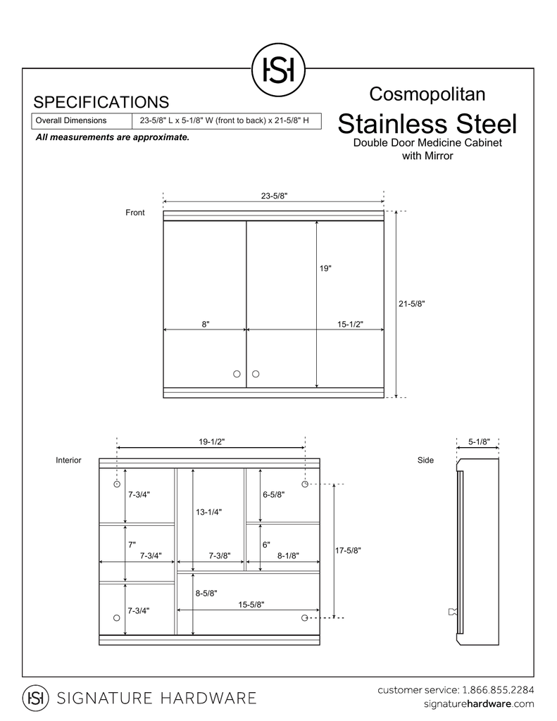 Stainless Steel Cosmopolitan Specifications Double Door Medicine