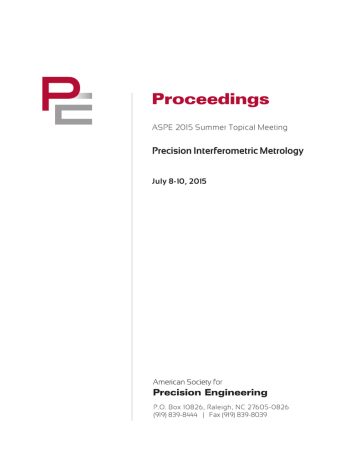 Proceedings Precision Interferometric Metrology Aspe 2015 Summer Topical Meeting July 8 10 2015 Manualzz