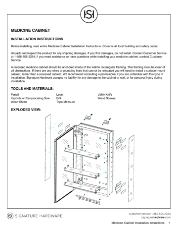 MEDICINE CABINET INSTALLATION INSTRUCTIONS | Manualzz