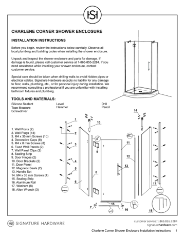 Charlene Corner Shower Enclosure, Shower Surround Installation Instructions