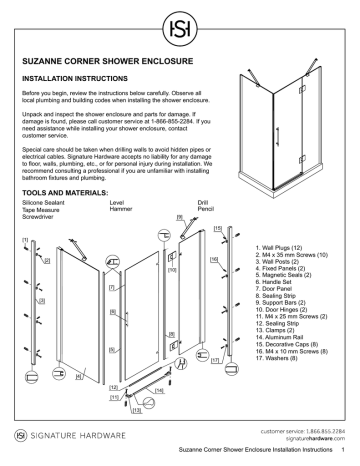 Suzanne Corner Shower Enclosure, Lyons Tub Surround Installation Instructions