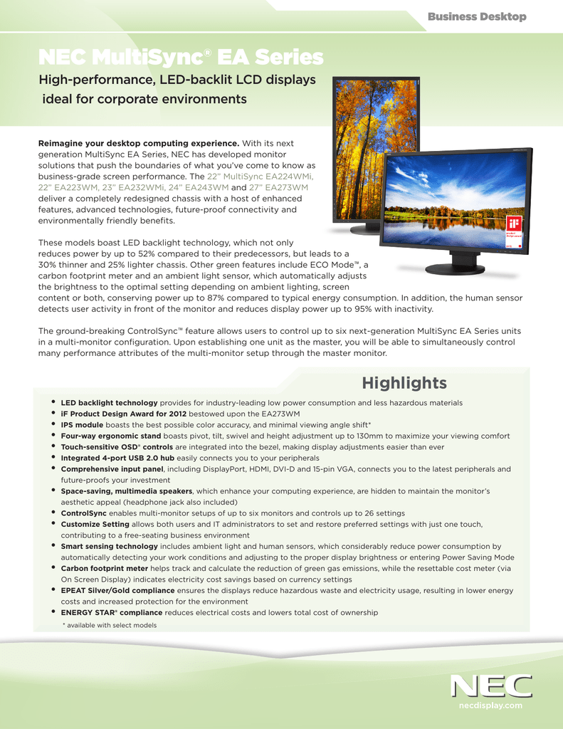 NEC MultiSync® EA Series High 