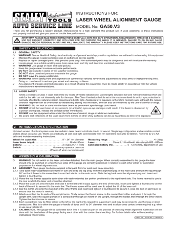 Laser Wheel Alignment Gauge Ga50 V3 Instructions For Manualzz