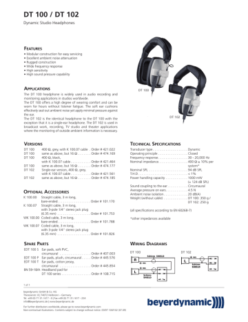 DT 100 / DT 102 F Dynamic Studio 