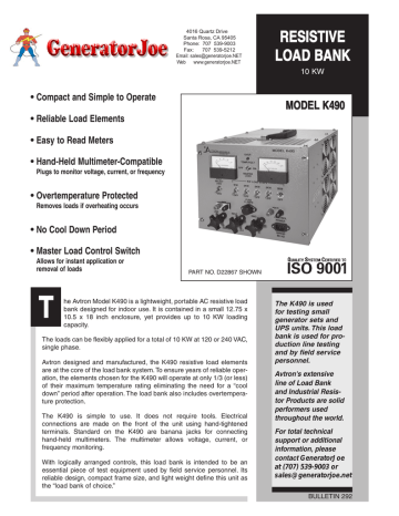 Avtron Load Bank Instruction Manual 79+ Pages - Manual Updated 