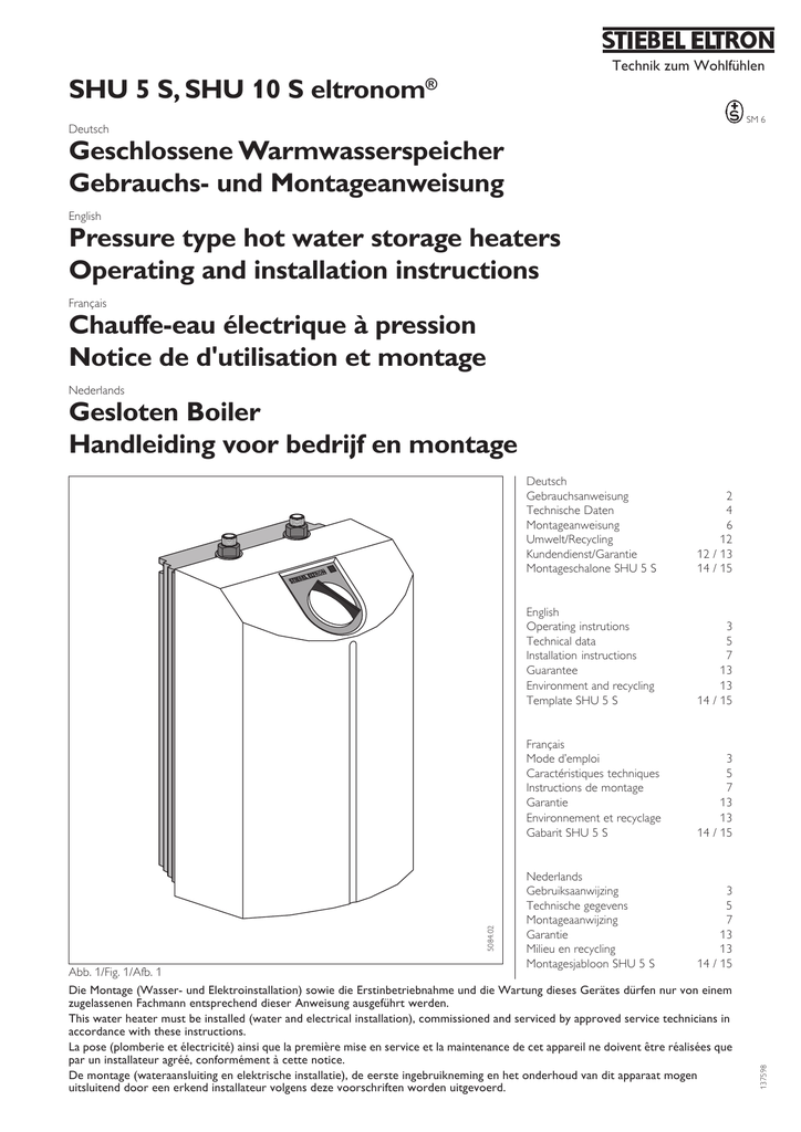 Chauffe-eau sous-évier 5 litres SHU 5 SLi Stiebel Eltron