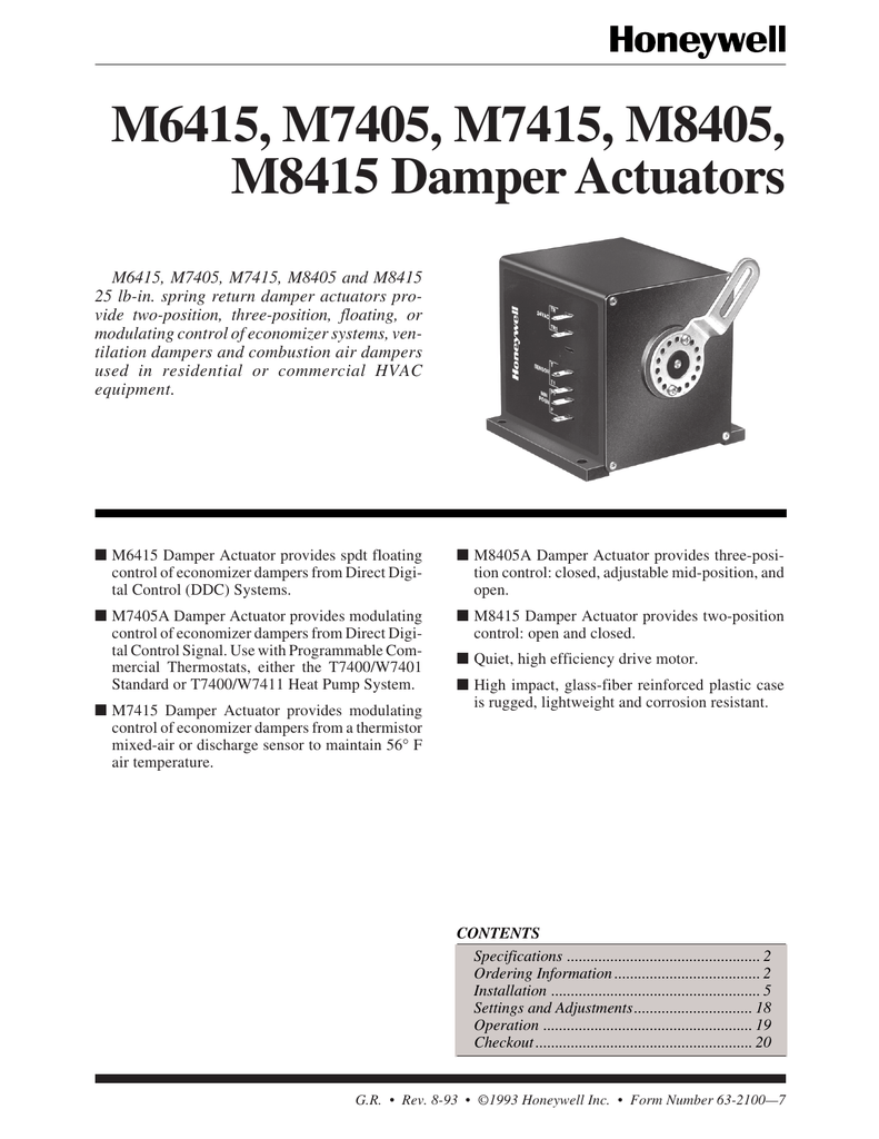 Honeywell M7415B1004 Economizer Motor 