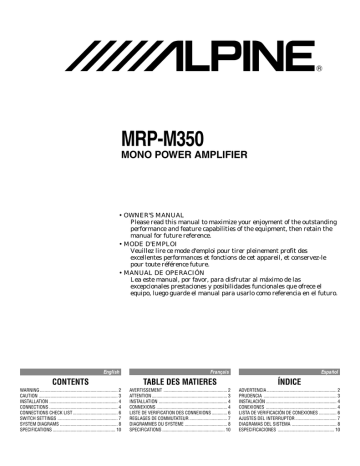 Alpine MRP-M350 Owner's manual | Manualzz