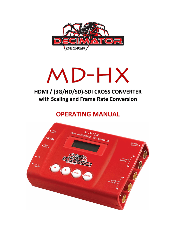 Decimator MDHX Manual Manualzz