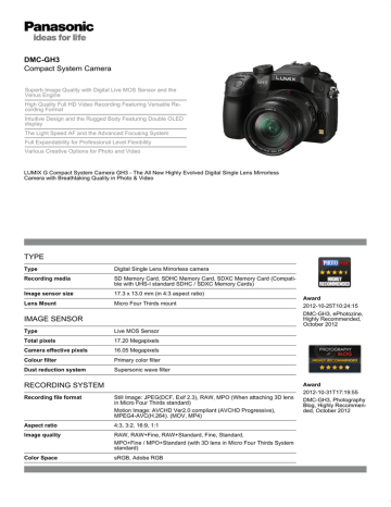 Panasonic Dmc Gh3 Brochure Manualzz