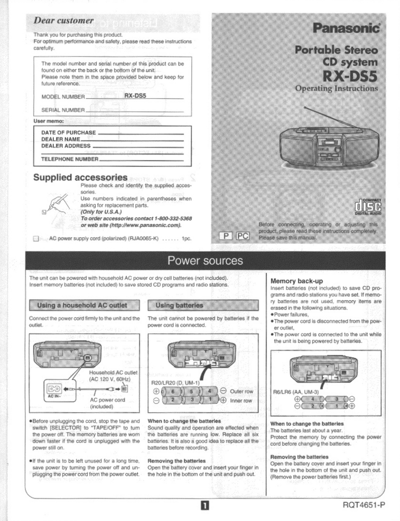 Download Panasonic Owners Manual Rx Ds5 User Guide Manualzz