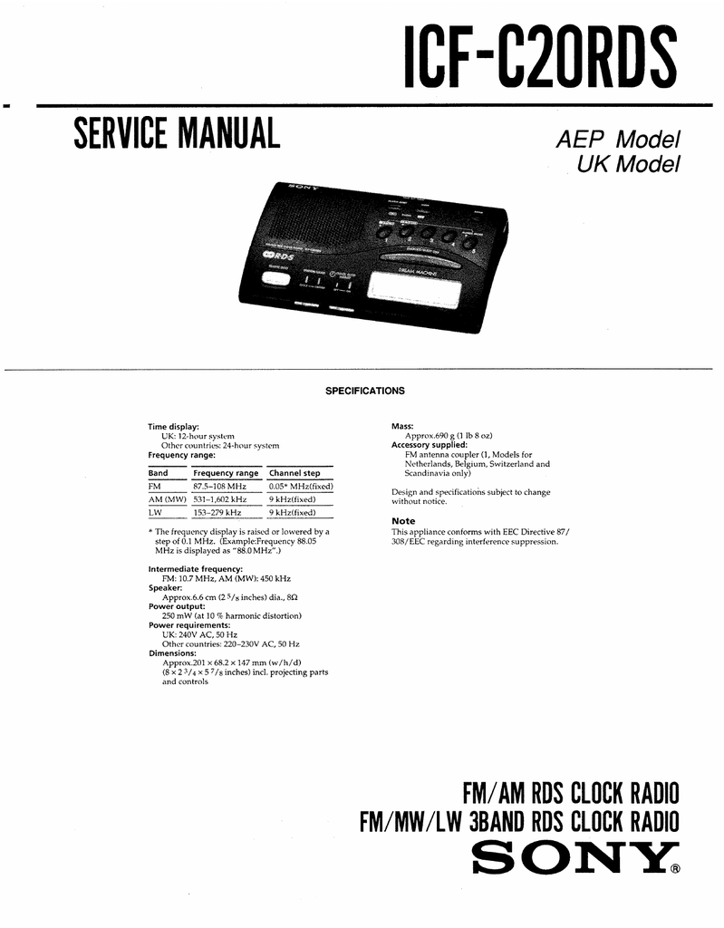 Download Sony Owners Manual Icf Crds User Guide Manualzz