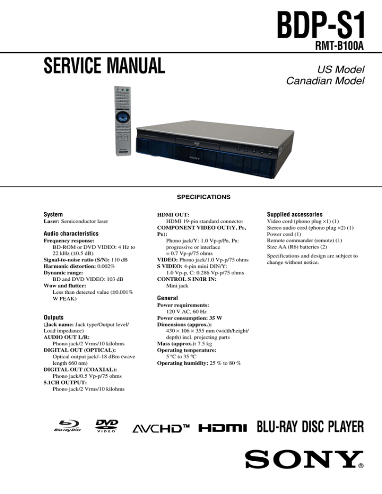 p S1 Service Manual Rmt B100a Manualzz