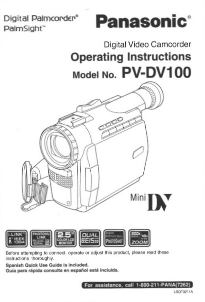 Panasonic PVDV100 Instructions Manualzz