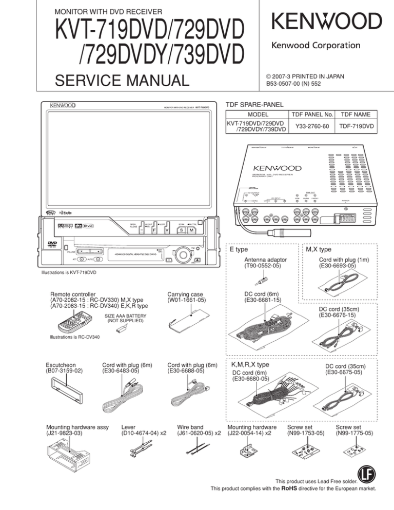 Kvt 719dvd 729dvd 729dvdy 739dvd Service Man Ual Monitor With Dvd Receiver Manualzz