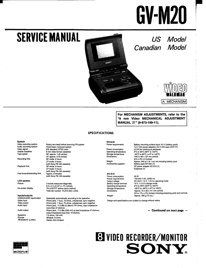 Download Sony Service Manual Gv M Repair Manual Manualzz